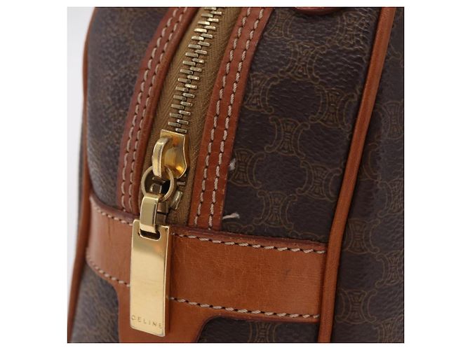 Céline CELINE Macadam Canvas Hand Bag PVC Leather Brown Gold - vista 6