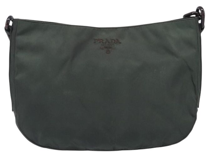 PRADA Schultertasche mit Kette aus Nylon Grün - Ansicht 2