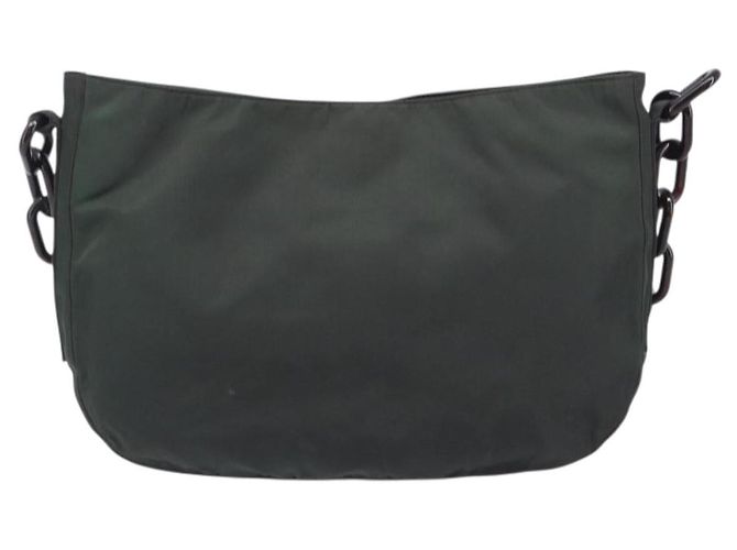 PRADA Schultertasche mit Kette aus Nylon Grün - Ansicht 3
