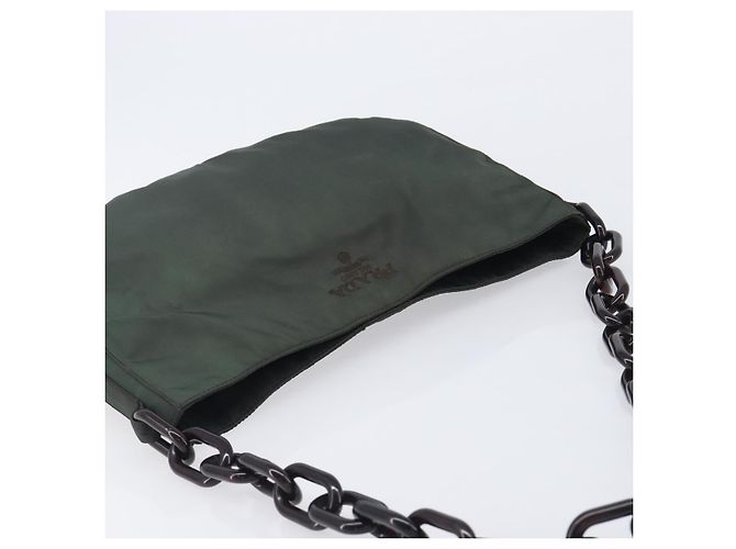 PRADA Schultertasche mit Kette aus Nylon Grün - Ansicht 6