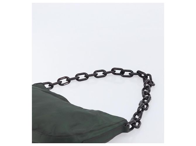 PRADA Schultertasche mit Kette aus Nylon Grün - Ansicht 8