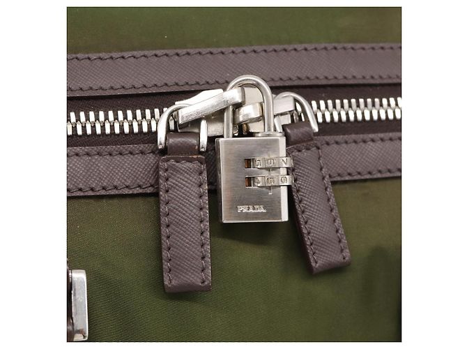 PRADA Bolso Boston Nylon Khaki Silver - vista 10