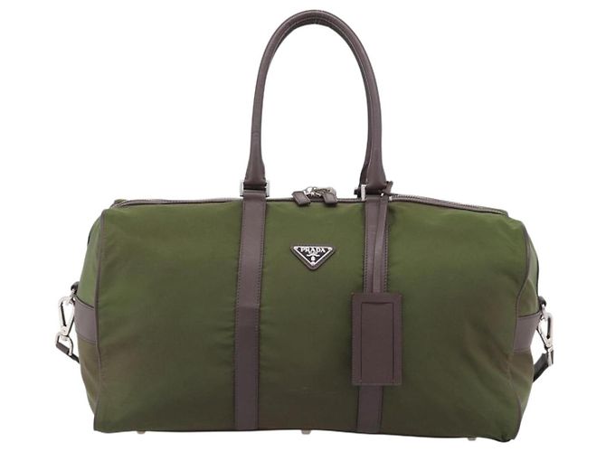 PRADA Bolso Boston Nylon Khaki Silver - vista 13