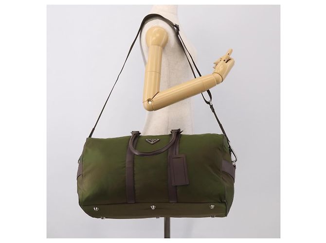 PRADA Bolso Boston Nylon Khaki Silver - vista 28