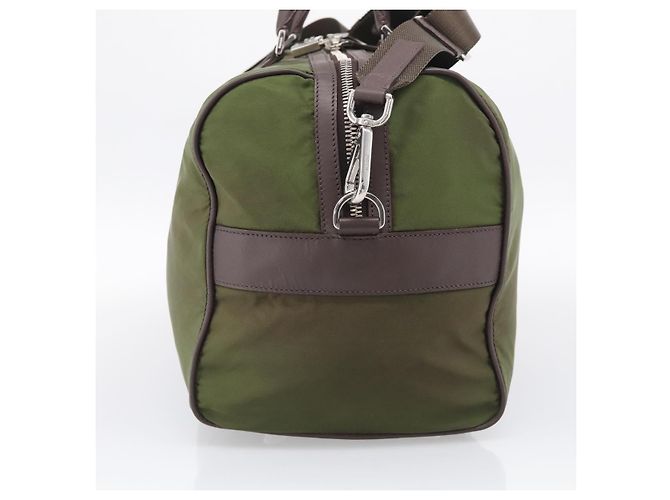 PRADA Bolso Boston Nylon Khaki Silver - vista 3