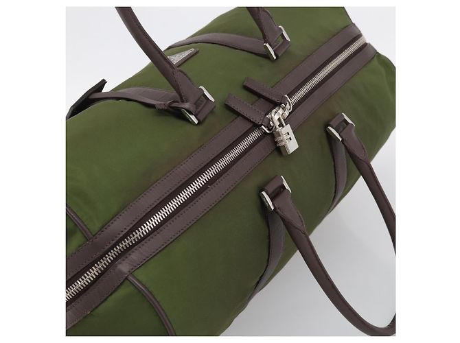 PRADA Bolso Boston Nylon Khaki Silver - vista 6