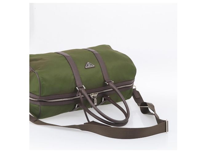 PRADA Bolso Boston Nylon Khaki Silver - vista 8