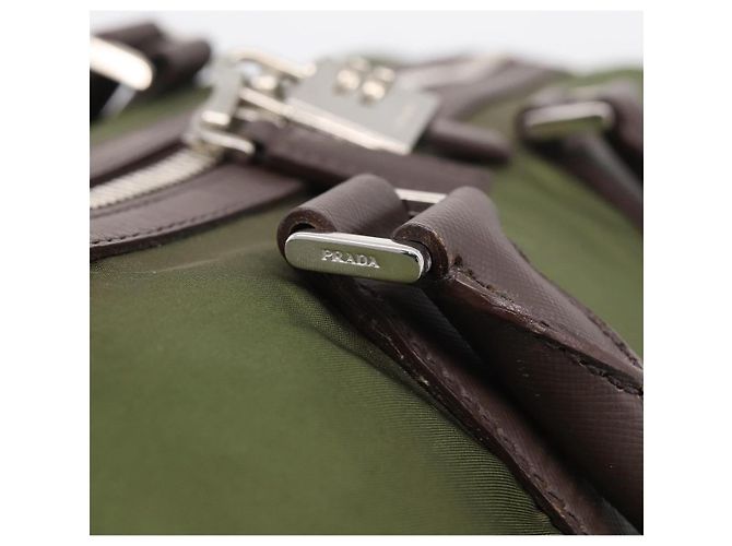 PRADA Bolso Boston Nylon Khaki Silver - vista 9