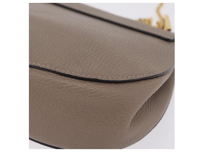 Chloé Chloe Chain Drew Shoulder Bag Leather Beige Gold Tone - vista 13