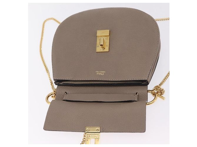 Chloé Chloe Chain Drew Shoulder Bag Leather Beige Gold Tone - vista 15