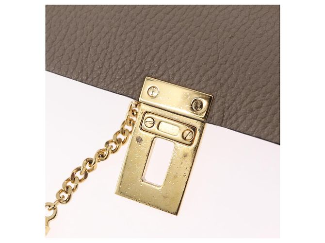 Chloé Chloe Chain Drew Shoulder Bag Leather Beige Gold Tone - vista 16