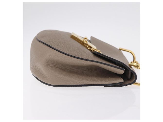 Chloé Chloe Chain Drew Shoulder Bag Leather Beige Gold Tone - vista 4