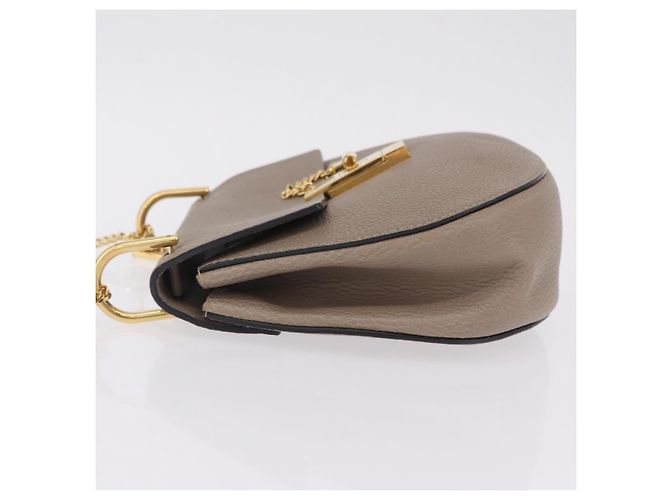 Chloé Chloe Chain Drew Shoulder Bag Leather Beige Gold Tone - vista 5