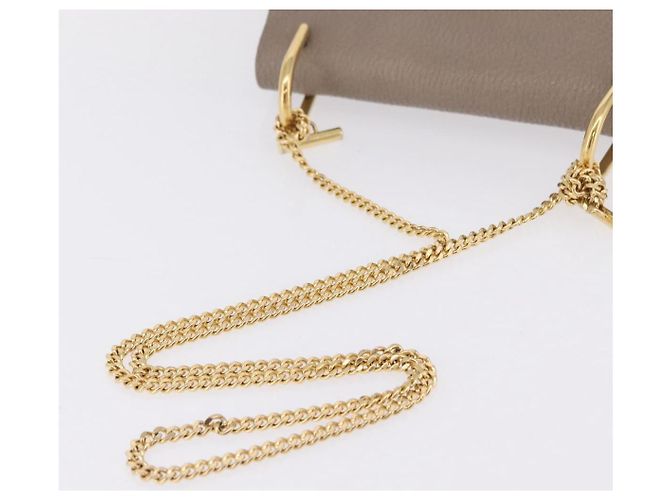 Chloé Chloe Chain Drew Shoulder Bag Leather Beige Gold Tone - vista 7
