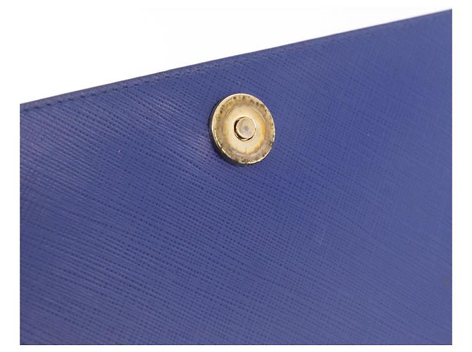 Salvatore Ferragamo Vala Chain Shoulder Bag Leather Blue Gold Tone - vista 16