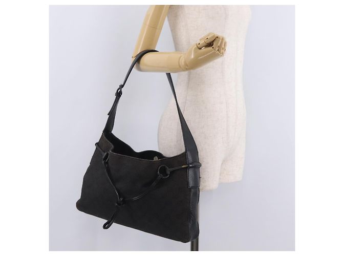 GUCCI GG Canvas Horsebit Shoulder Bag Black 101975 - vista 24