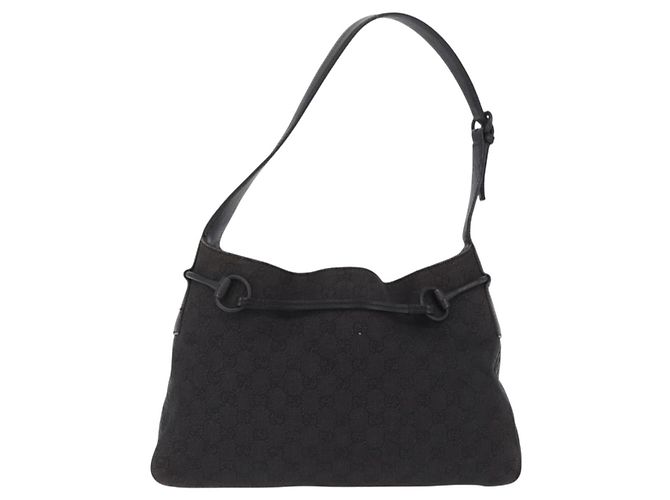 GUCCI GG Canvas Horsebit Shoulder Bag Black 101975 - vista 3