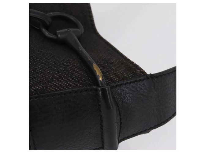 GUCCI GG Canvas Horsebit Shoulder Bag Black 101975 - vista 5
