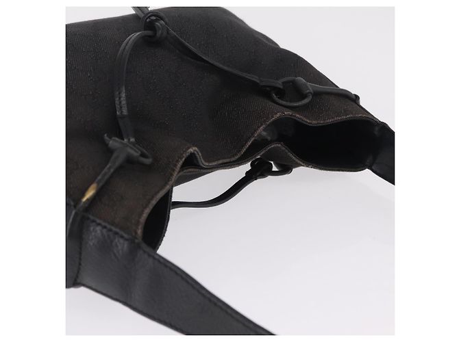 GUCCI GG Canvas Horsebit Shoulder Bag Black 101975 - vista 7