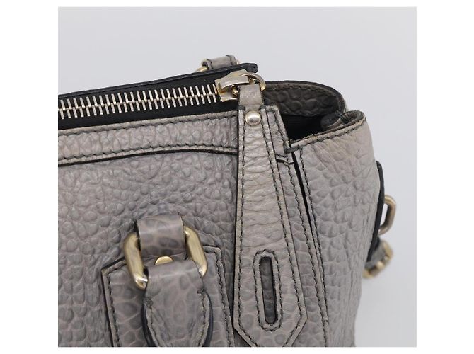 BURBERRY Hand Bag Leather 2way Gray Gold - vista 16