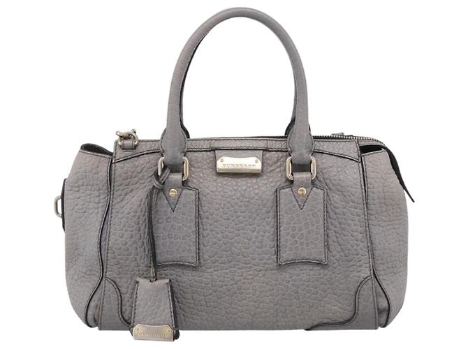 BURBERRY Hand Bag Leather 2way Gray Gold - vista 2