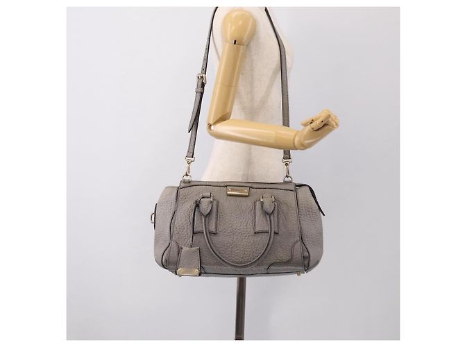 BURBERRY Hand Bag Leather 2way Gray Gold - vista 27
