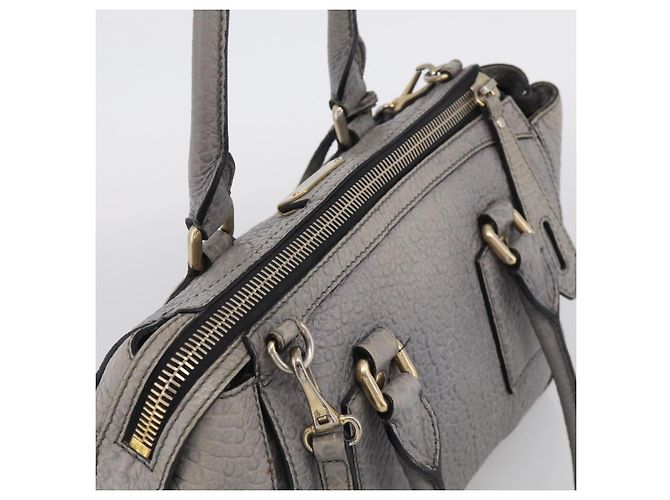 BURBERRY Hand Bag Leather 2way Gray Gold - vista 6