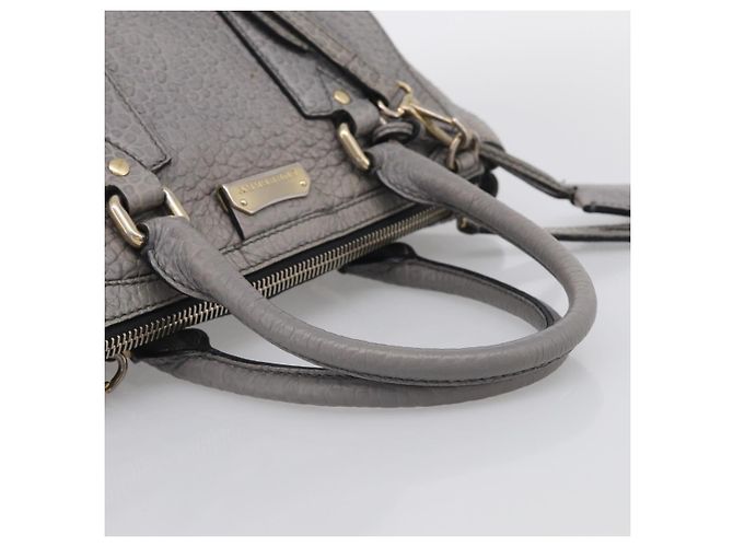 BURBERRY Hand Bag Leather 2way Gray Gold - vista 7
