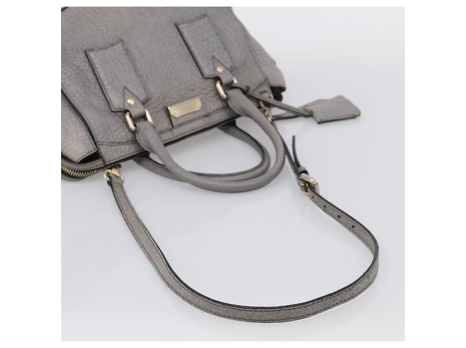 BURBERRY Hand Bag Leather 2way Gray Gold - vista 9