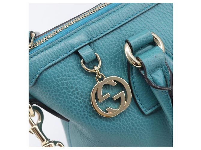 GUCCI Hand Bag Leather 2way Blue Gold 449659 - vista 19