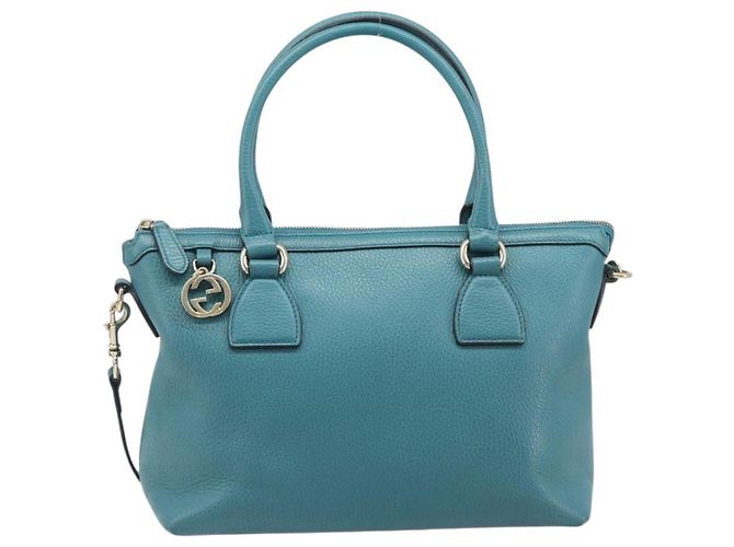 GUCCI Hand Bag Leather 2way Blue Gold 449659 - vista 2