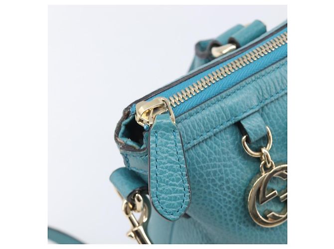 GUCCI Hand Bag Leather 2way Blue Gold 449659 - vista 20