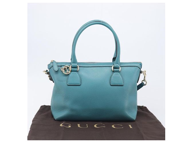 GUCCI Hand Bag Leather 2way Blue Gold 449659 - vista 30