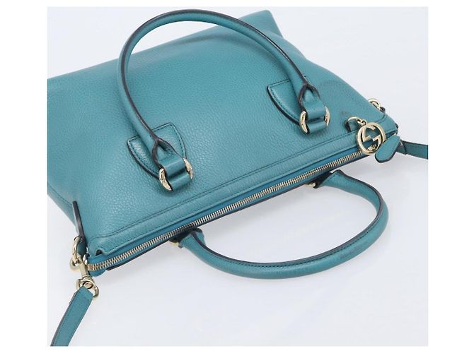 GUCCI Hand Bag Leather 2way Blue Gold 449659 - vista 7