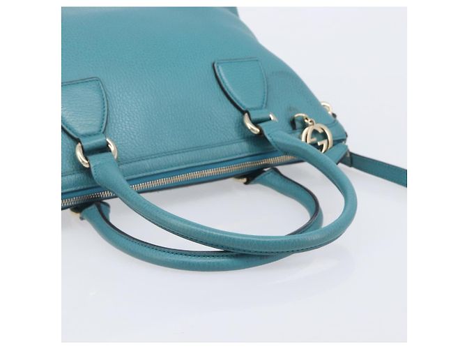 GUCCI Hand Bag Leather 2way Blue Gold 449659 - vista 8