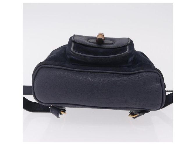 GUCCI Bamboo Backpack Suede Navy Gold 003 1998 0030 - vista 11