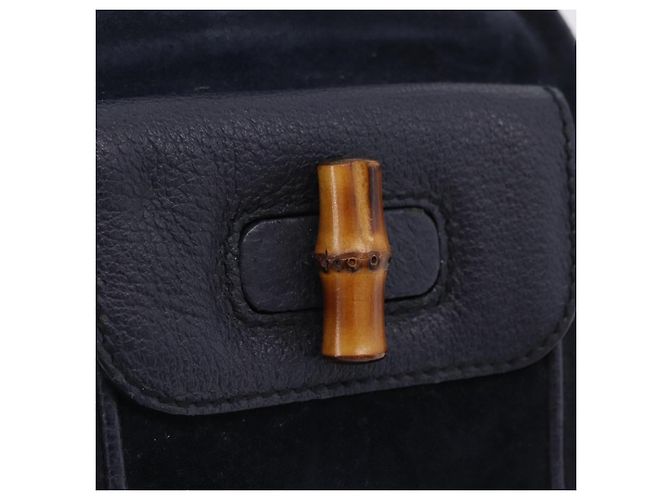 GUCCI Bamboo Backpack Suede Navy Gold 003 1998 0030 - vista 16