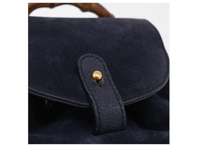 GUCCI Bamboo Backpack Suede Navy Gold 003 1998 0030 - vista 17
