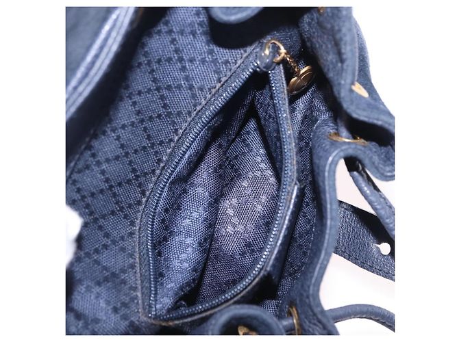 GUCCI Bamboo Backpack Suede Navy Gold 003 1998 0030 - vista 24
