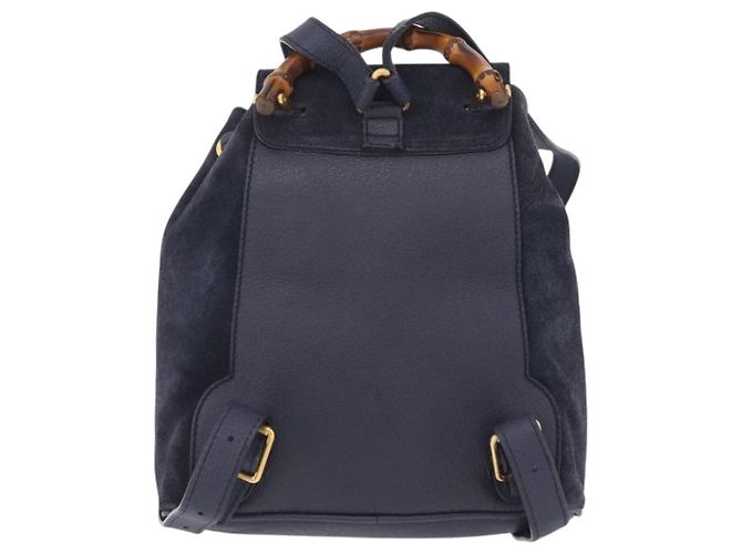 GUCCI Bamboo Backpack Suede Navy Gold 003 1998 0030 - vista 3