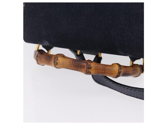 GUCCI Bamboo Backpack Suede Navy Gold 003 1998 0030 - vista 7