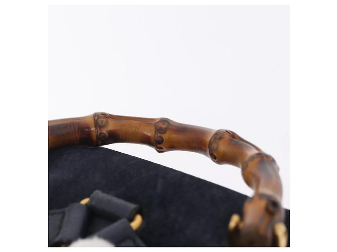 GUCCI Bamboo Backpack Suede Navy Gold 003 1998 0030 - vista 8