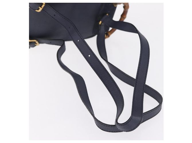 GUCCI Bamboo Backpack Suede Navy Gold 003 1998 0030 - vista 9