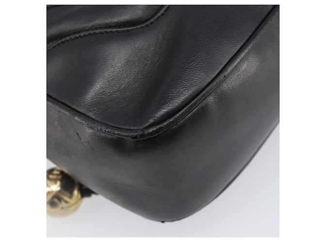 CHANEL V Stitch Hand Bag Leather Black Gold Tone CC - vista 12