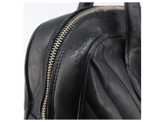CHANEL V Stitch Hand Bag Leather Black Gold Tone CC - vista 16