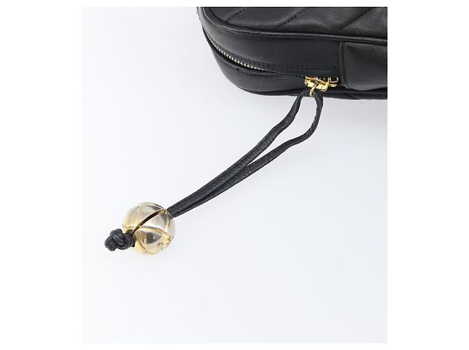 CHANEL V Stitch Hand Bag Leather Black Gold Tone CC - vista 17