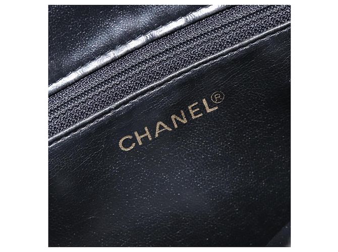 CHANEL V Stitch Hand Bag Leather Black Gold Tone CC - vista 18