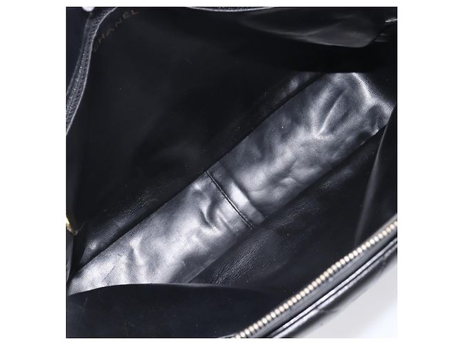 CHANEL V Stitch Hand Bag Leather Black Gold Tone CC - vista 19