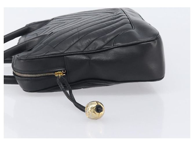 CHANEL V Stitch Hand Bag Leather Black Gold Tone CC - vista 5