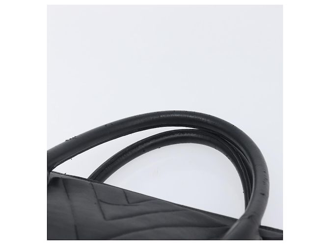 CHANEL V Stitch Hand Bag Leather Black Gold Tone CC - vista 9